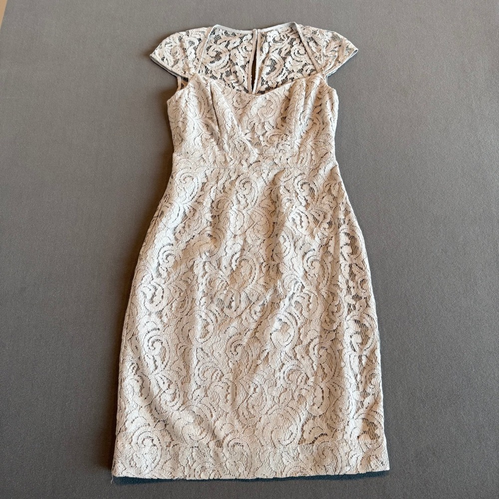 J.Crew Ivory Lace Sheath Dress Cap Sleeve Bridal Size 4